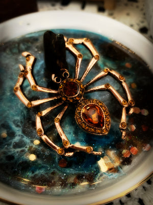 ARACHNE LACEMAKER ~ Spider Pin in Antiqued Copper Finish