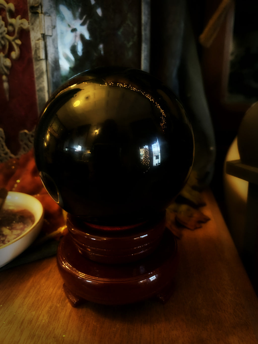 OBSIDIAN GLASS GAZING GLOBE ~ For Scrying and Spirit Connection