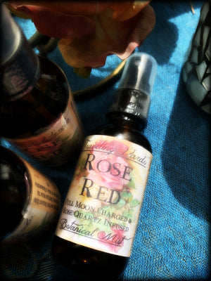 ROSE RED ~ Organic Magickal Rose Botanical Mist ~ Full Moon Charged and Rose Quartz Infused
