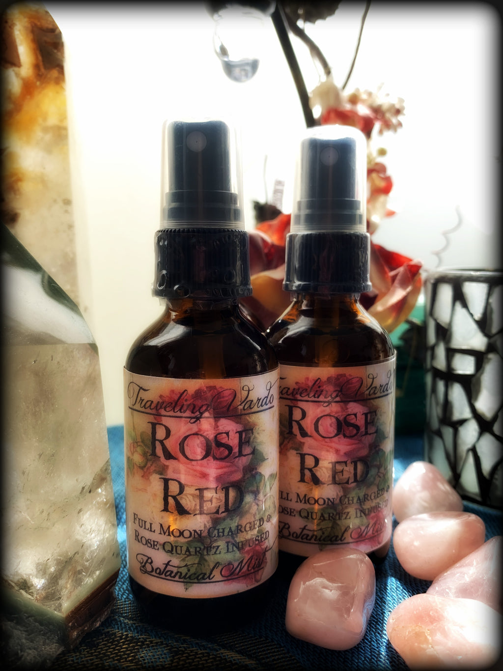 ROSE RED ~ Organic Magickal Rose Botanical Mist ~ Full Moon Charged and Rose Quartz Infused