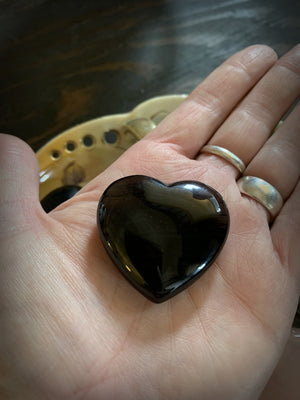 MIDNIGHT LACE OBSIDIAN CRYSTAL HEART ~ For Psychic Protection and Releasing Disharmony