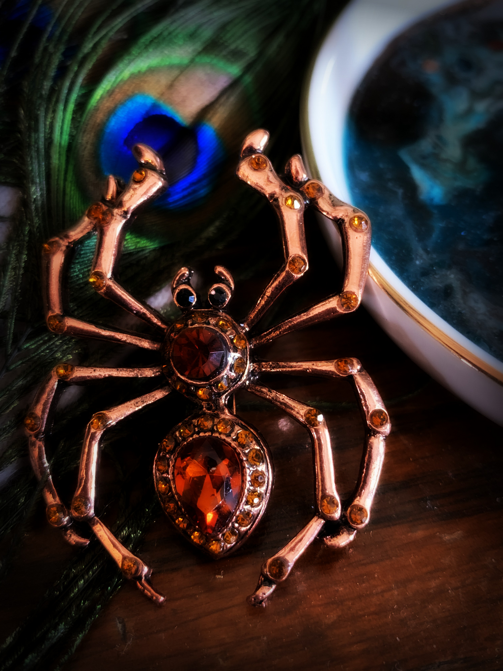 ARACHNE LACEMAKER ~ Spider Pin in Antiqued Copper Finish